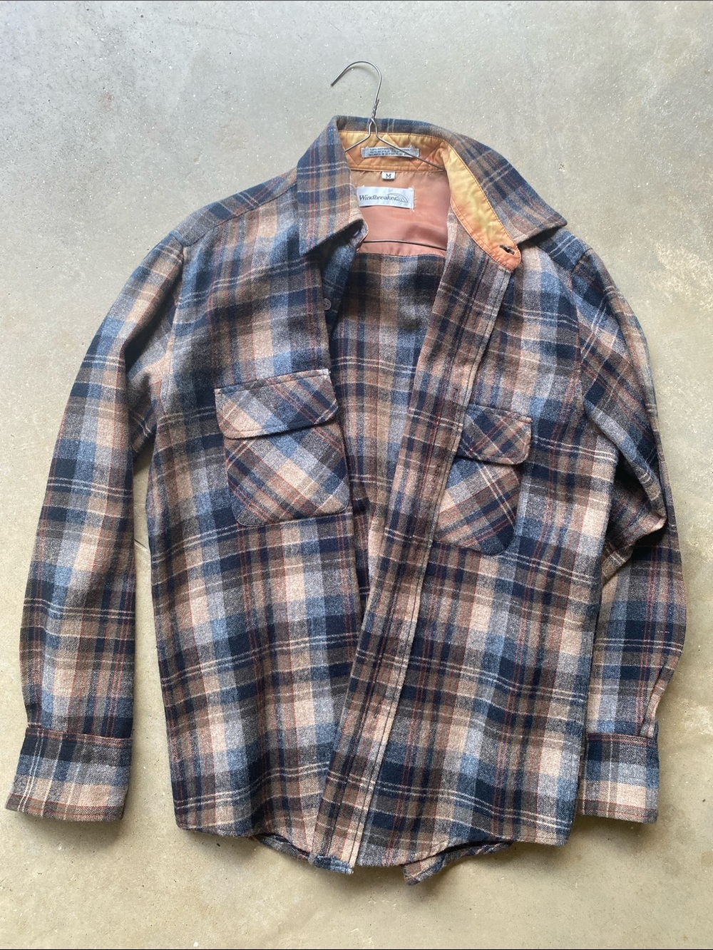 Windbreaker Men’s Plaid Shirt Jacket in Blue & Brown